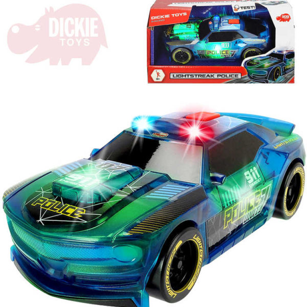 DICKIE Policejní auto Lightstreak 20cm mění barvy na baterie Světlo Zvuk