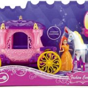 Set kůň s kočárem 40cm + panenka princezna plast v krabici