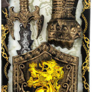 Rytířská sada meč zdobený plastový se štítem a rukavicí malý rytíř na kartě