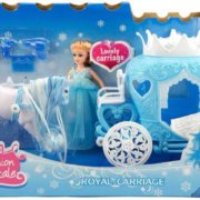 Zimní set plastový kůň s královským kočárem a panenkou princeznou v krabici
