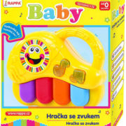 Baby klavír veselý žluté pianko na baterie 4 klávesy Světlo Zvuk pro miminko