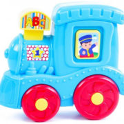 Baby lokomotiva modrá na baterie plast Zvuk pro miminko