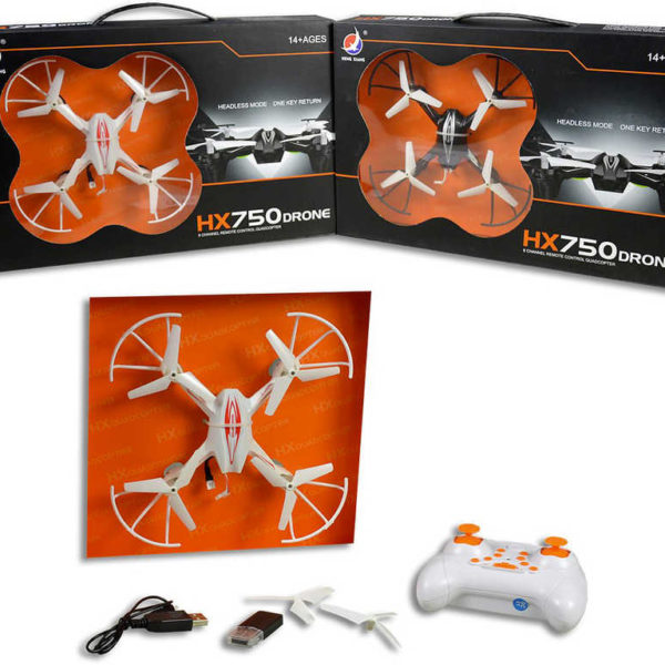 Dron HX750 s kamerou a foťákem 17cm na dálkové ovládání 2,4GHz USB 2 barvy
