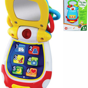 Baby telefon vyklápěcí mobil barevný na baterie pro miminko Světlo Zvuk