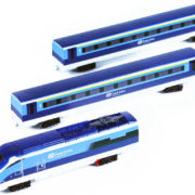 Vlak České dráhy set lokomotiva + 2 vagóny s kolejemi na baterie Světlo Zvuk