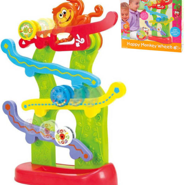 Baby Štastná opice dráha opičí s kolečky pro miminko plast