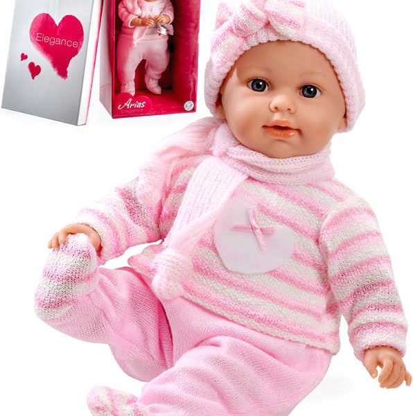 Panenka Arias miminko vonící 45cm měkké tělo růžový obleček pláče na baterie Zvuk
