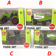 Kombajn / traktor kovový 8cm volný chod 4 druhy v krabičce