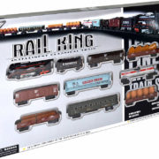 Rail King ovál 122x68cm vlakový set mašinka + vagonek 9ks na baterie Světlo