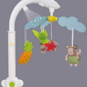 TAF TOYS Baby kolotoč s opičkou Marco s melodiemi na baterie Světlo Zvuk pro miminko