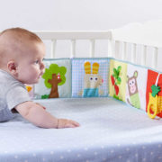 TAF TOYS Baby knížka textilní 3v1 rozkládací oboustranná 15x82cm pro miminko