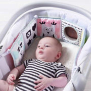 TAF TOYS Baby knížka textilní 3v1 rozkládací oboustranná 15x82cm pro miminko