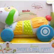 B-KIDS Baby štěňátko senzorické Twist and Roll jezdící na baterie na kolečkách Zvuk