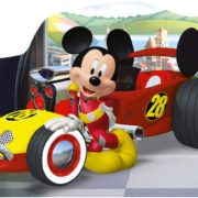 DINO Puzzle 4x54 dílků obrysové Mickey a Minnie na závodech 19,5x13,5cm 4v1