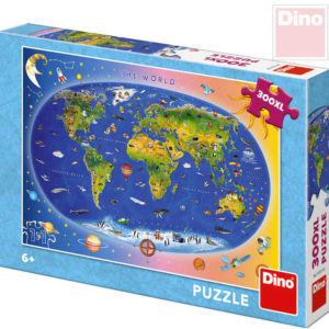 DINO Puzzle XL 300 dílků Mapa světa dětská 47x33cm skládačka v krabici