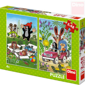 DINO Puzzle 2x48 dílků Krtek se raduje (Krteček) 18x26,5cm skládačka 2v1