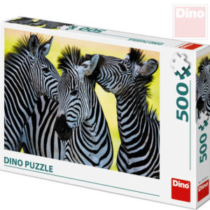 DINO Puzzle 500 dílků Tři zebry foto 47x33cm skládačka v krabici