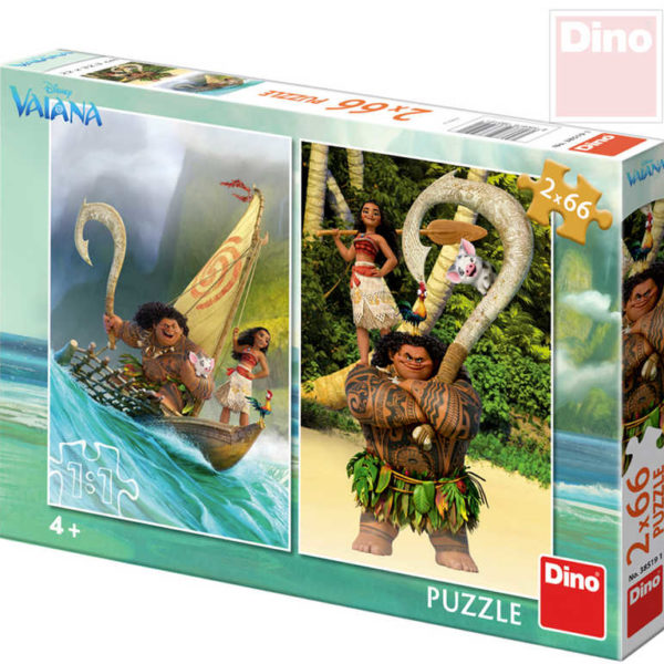DINO Puzzle 2x66 dílků Vaiana 22x32,5cm skládačka 2v1 v krabici
