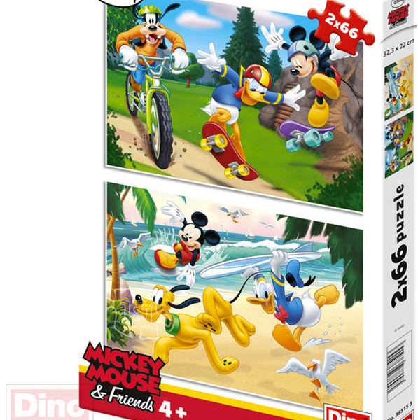 DINO Puzzle 2x66 dílků Mickey sportuje 32,5x22cm skládačka 2v1