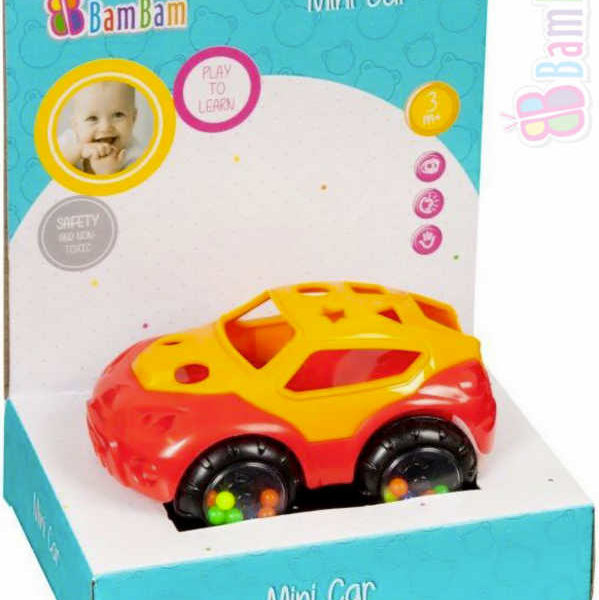 ET BAM BAM Baby autíčko 133 mini volný chod chrastítko pro miminko
