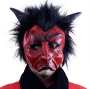 KARNEVAL Maska čert s vlasy latex KARNEVALOVÝ DOPLNĚK