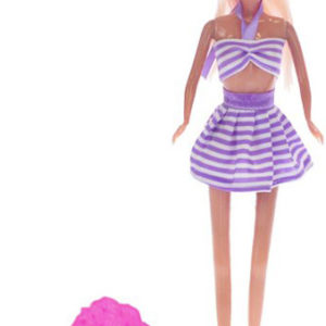 Panenka měnící barvu 29cm kloubová set s hřebenem letní obleček plast