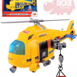 DICKIE Vrtulník záchranářský 18cm ambulance funkční naviják Světlo Zvuk