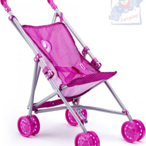 WOODY Kočárek růžový golfky jednorožec pro panenku miminko kov