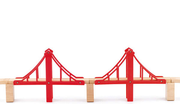 WOODY DŘEVO Lanový most doplněk k vláčkodráze set s kolejnicemi