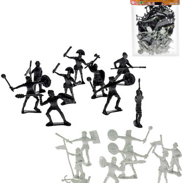 Rytířský set dvojbarevný figurka akční plastová se zbraní set 72ks v sáčku