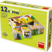 DINO DŘEVO Kubus set 12ks Domácí zvířátka obrázkové kostky