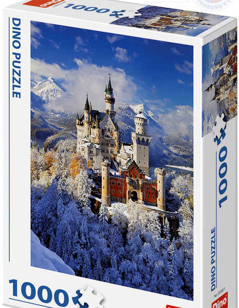 DINO Puzzle 1000 dílků Zimní Neuschwanstein 47x66cm skládačka v krabici