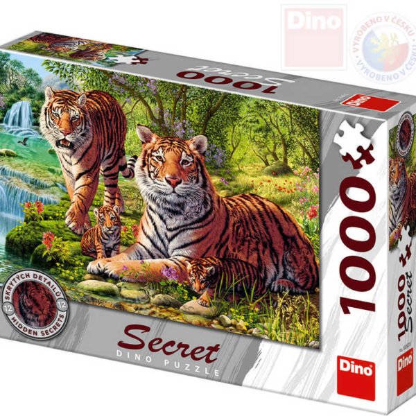 DINO Puzzle 1000 dílků Tygři skrytá tajemství 66x47cm skládačka v krabici