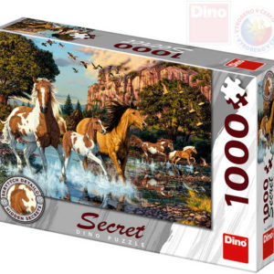 DINO Puzzle 1000 dílků Koně skrytá tajemství 66x47cm skládačka v krabici