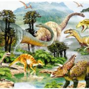 DINO Puzzle 100 dílků XL Život dinosaurů 47x33cm skládačka v krabici