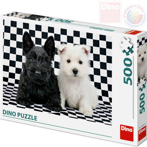 DINO Puzzle 500 dílků Černobílí psi foto 47x33cm skládačka v krabici