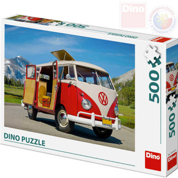 DINO Puzzle 500 dílků Auto Volkswagen Camper Van 47x33cm skládačka v krabici