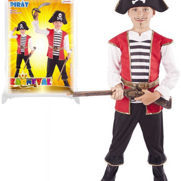 KARNEVAL Šaty Pirát + klobouk vel.M (116-128 cm) 6-8 let KOSTÝM