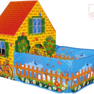 BINO Stan dětský malovaný domeček se zahradou 150x110x90cm