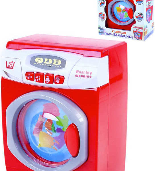 Pračka dětská červená 22cm na baterie Světlo Zvuk plast
