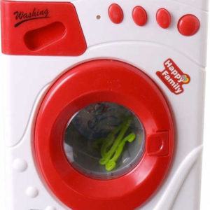 Pračka dětská bílo-červená na baterie set se 2 ramínky Světlo Zvuk