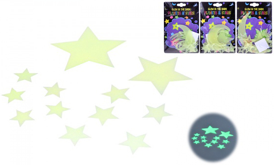 Hvězdy svítící ve tmě fosforeskující sada v sáčku 4 druhy Hvězdy svítící ve tmě fosforeskující sada v sáčku 4 druhy