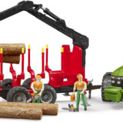 BRUDER 03054 (3054) Set traktor John Deere 7930 + přepravník na dřevo s kládami