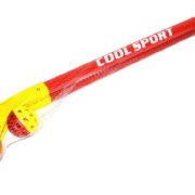 Hokejky dětské žluto-červené 75cm set s míčkem a pukem na florbal a hokej 2in1 plast