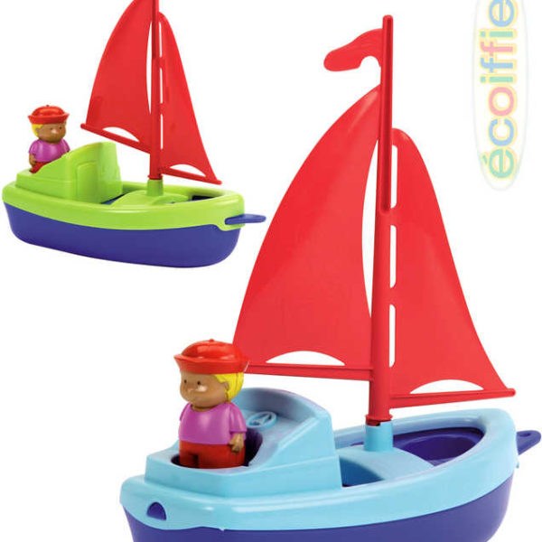 ECOIFFIER Plachetnice loďka 24cm s námořníkem do vody plast 2 barvy