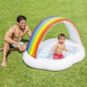 INTEX Baby bazének duhová stříška 142x119x84cm brouzdaliště obláček 57141