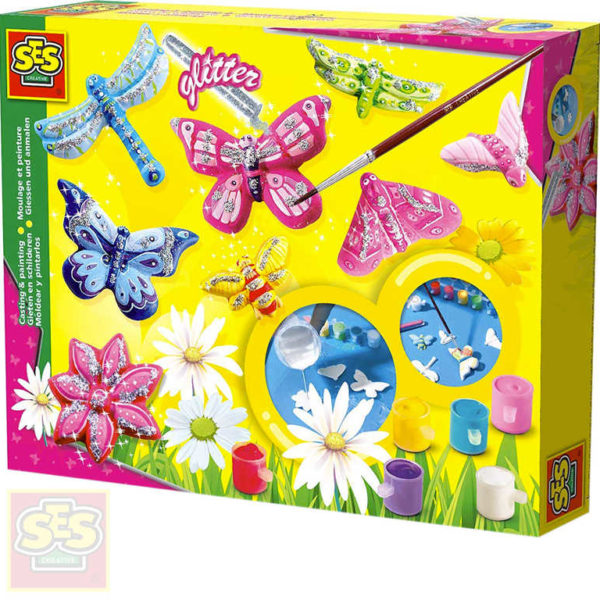 SES CREATIVE Výroba broží Motýli kreativní set barvy 6ks se sádrou a doplňky