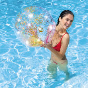 INTEX Balón Glitter nafukovací flitrový 71cm míč s třpytkami do vody 2 barvy 58070