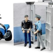 BRUDER 62730 Bworld Policejní stanice set čtyřkolka se 2 figurkami a doplňky 1:16