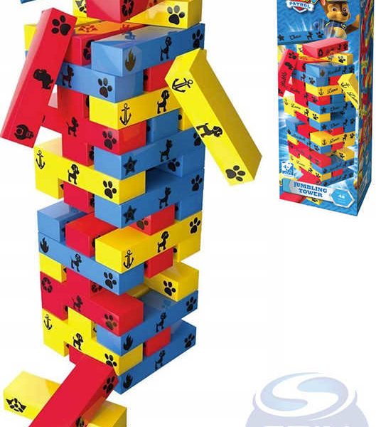 SPIN MASTER Hra vratká věž Jenga Tlapková Patrola set 48 kostek v krabici
